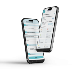 Écran de téléphone ouvert sur l'application mobile Esabora